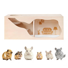 Cachette Marchul pour hamster en bois naturel, ambiance chaleureuse propice au repos.
