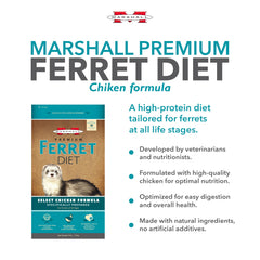 Marshall Pet Products Select Chicken Formula – bol d’alimentation pour furet avec repas équilibré.