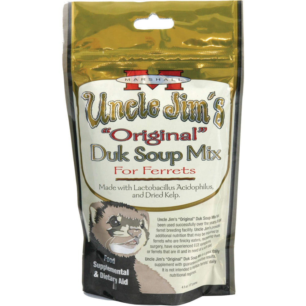 Marshall Uncle Jim’s Duk Soup Mix pour furet, prêt à mélanger pour soutien digestif potentiel.
