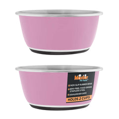 Bol Master Pet Supply en inox avec base antidérapante, couleur Hyper Rose, stabilité assurée.