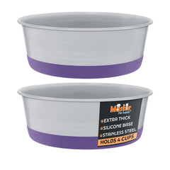 Master Pet Supply bol en acier inoxydable, ensemble de 2, capacité 4 tasses Plum Crazy.