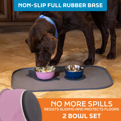 Capacité de 473 ml par bol, adapté pour chiens et chats.