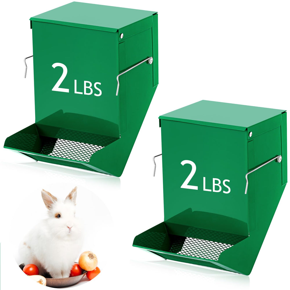 Maxcheck distributeur-nourriture-lapin ensemble vert, pratique pour nourrir plusieurs animaux.