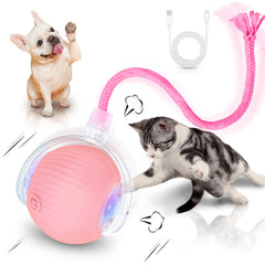 MAXTOOA balle roulante interactive pour chats rose, stimule le jeu et l'agilité.