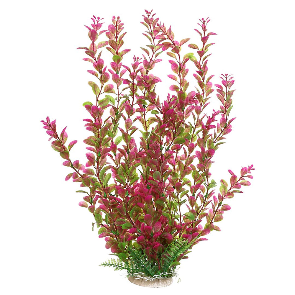 Mayitr Rhodo Red: plante artificielle avec base pierre, décor stable et sans entretien.