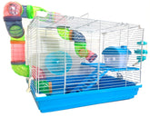 Mcage habitat 2 niveaux: porte d'accès pratique et design bleu