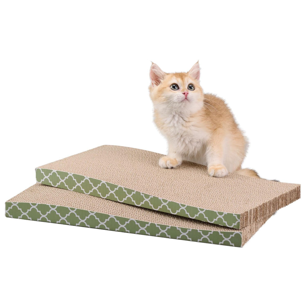 MECOOL chaton utilisant le grattoir en carton double-face avec herbe à chat, protège vos meubles