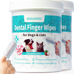 Lingettes dentaires MEDUWEDU pour doigts, paquet 120, nettoyage rapide des dents chiens et chats.