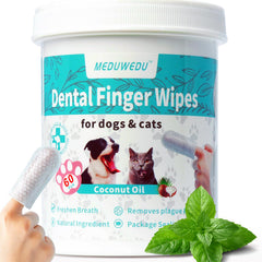 MEDUWEDU lingettes dentaires pour doigts, nettoient dents et gencives sur chiens et chats.