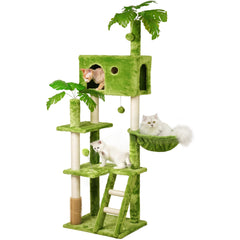 Meecal arbre-chat 65 pouces avec feuilles, espace ludique et décoratif pour intérieur