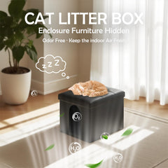 MEEXPAWS cabinet-litiere-cache-chat assure rangement discret et pratique.