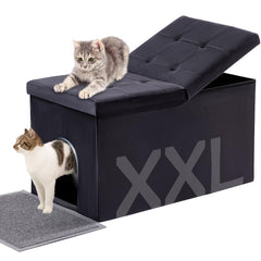 MEEXPAWS enclos litière velours extralarge – cache la litière et réduit les odeurs.