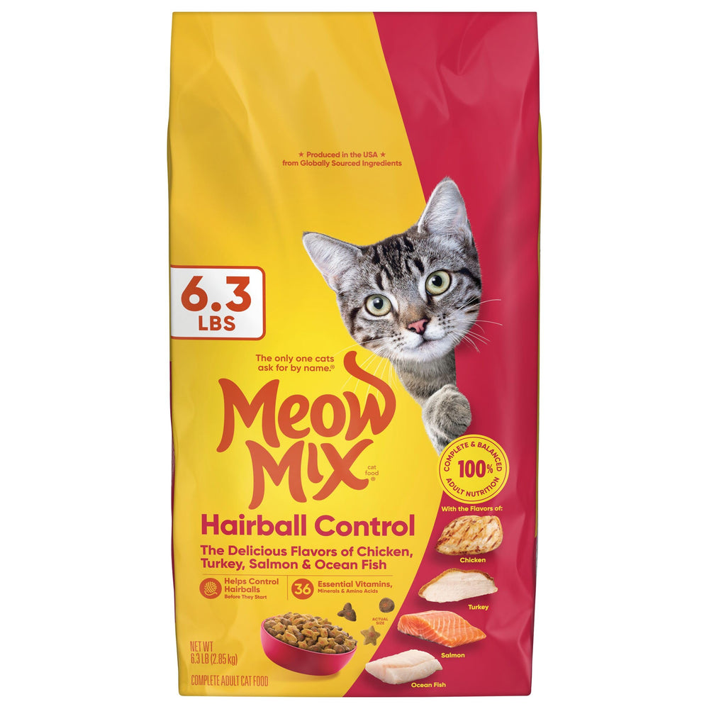Meow Mix Controle-boules-poils: sac 6,3 lb pour chats adultes.