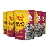 Meow Mix Gravy Bursts : sachet poulet, friandise croquante séduisante pour chats adultes.