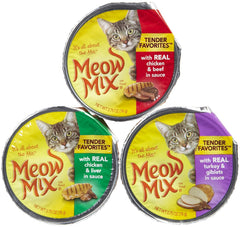 Meow Mix Market Select, ensemble de gobelets, présentation pratique pour le repas.