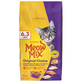 Meow Mix Original Choice, sac 6,3 lb, présentation claire du paquet et praticité.