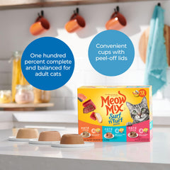 Meow Mix Paté en Gravy poulet-boeuf dans une tasse, variété nourrissante.