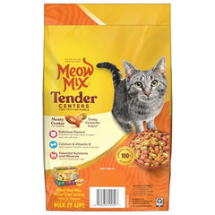 Meow Mix Tender Centers saumon et poulet, cœur tendre et goût savoureux.