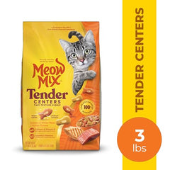 Meow Mix Tender Centers saumon et poulet, croquant extérieur séduisant.