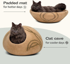 MEOWFIA cachette-chat matel doux beige, surface moelleuse pour se blottir.