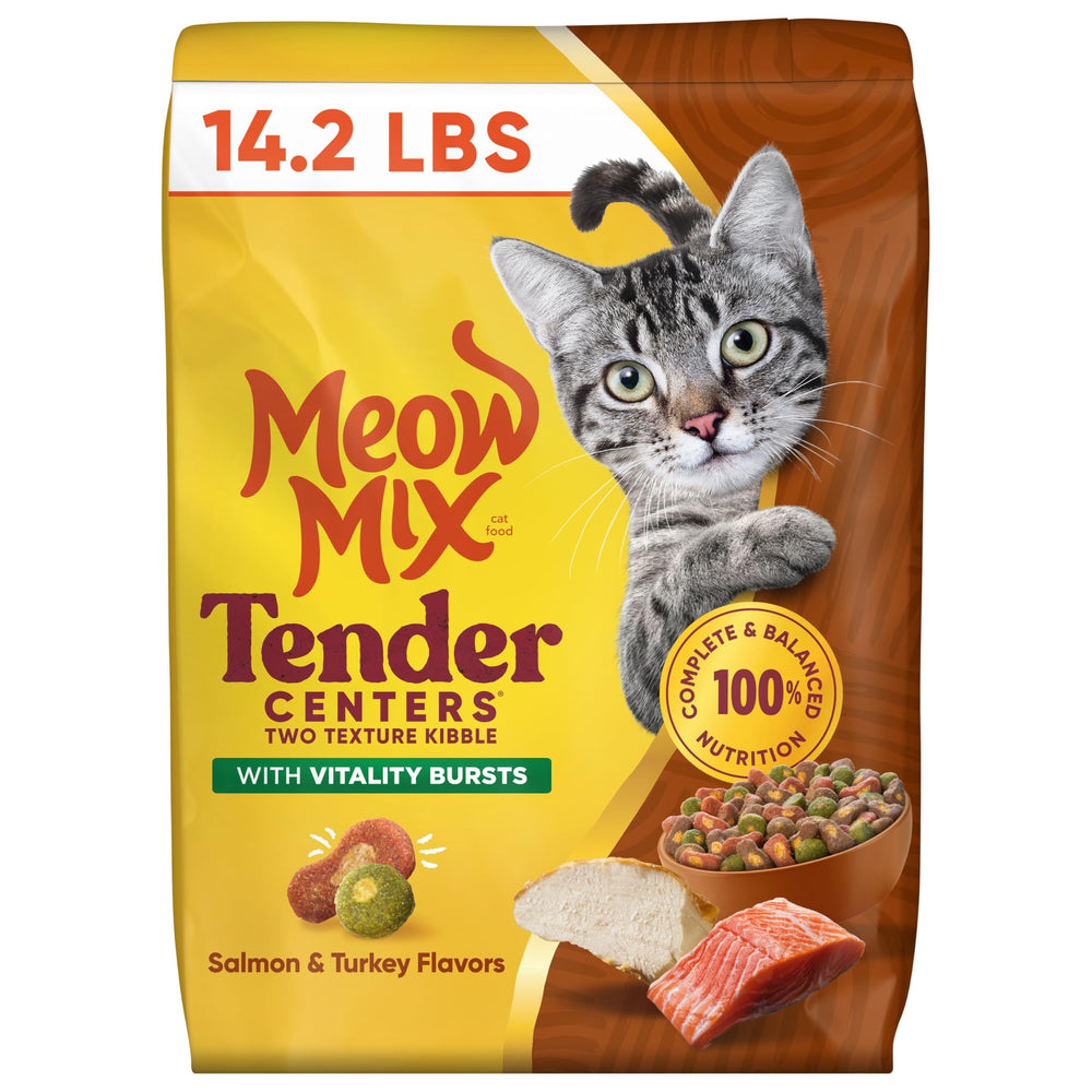 Meow Mix Tender Centers Vitality Bursts sac 14,2 lb – repas savoureux saumon et dinde.