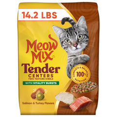 Meow Mix Tender Centers Vitality Bursts sac 14,2 lb – repas savoureux saumon et dinde.