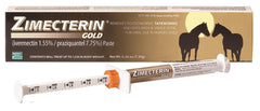 Pâte Merial Zimecterin Gold pour chevaux, couverture contre les parasites intestinaux.