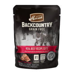 Merrick Backcountry: morceaux de boeuf dans gravy, protéines premium pour chats.