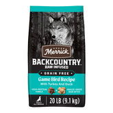 Merrick Backcountry sac de croquettes sans céréales pour chien adulte actif.