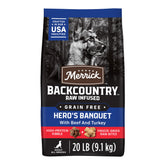 Sac Merrick Backcountry Hero’s Banquet en 20 lb, sans cereales, prêt à nourrir.