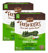 Merrick Fresh Kisses Double-Brush emballage duo, idéal pour chiens miniatures et brossage facilité.
