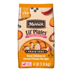 Merrick Lil’ Plates, poulet et patate douce, croquettes petites pour petits chiens, énergie durable