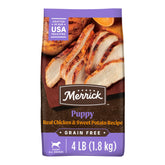 Merrick Premium Sans Cereales Puppy croquettes petit format au poulet et patate douce, faciles a manger