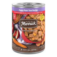 Merrick Puppy Plate avec boeuf désossé, appétence et texture riche pour chiots