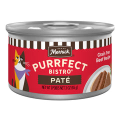 Merrick Purrfect Bistro pâté boeuf velouté – texture lisse et appétente pour chats.