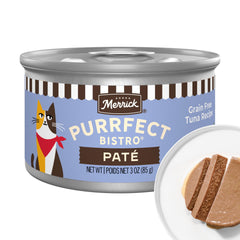 Merrick Purrfect Bistro Pâté au thon en boîte, texture onctueuse et savoureuse.