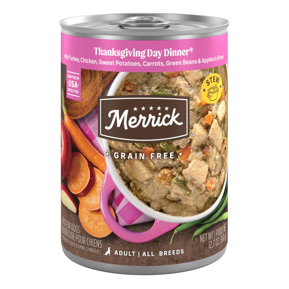 Merrick Dîner sans gluten: dinde entière dans une boîte de 12, repas pratique pour chien.