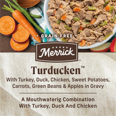 Merrick Turducken légumes et patates douces, ingrédients sains pour une alimentation équilibrée.