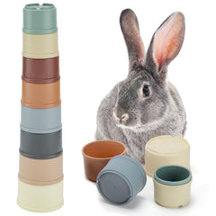 MEWTOGO coupes empilables pour lapin – ensemble coloré et stimulant pour le jeu.