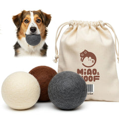 Jouet balle laine Miao et Woof, balles-de-laine-pour-chien-ensemble pour jeu intérieur.