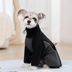 Miaododo manteau chien fleece, vue arrière, protection complète contre le vent.