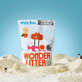Michu Wonder Cat Litter: granulats fins, facile nettoyage et compatibilité avec bac automatique.