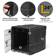MidWest Crate Cover noir 24 pouces – attaches en velcro faciles à fixer.
