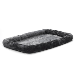 MidWest QuietTime: lit gris en fausse fourrure avec bolsters pour repos confortable.