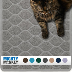 Tapis Mighty Monkey impermeable capture litiere et protege les sols.