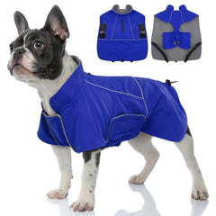 MIGOHI manteau hiver chien bleu taille L, vue avant, chaleur et protection lors des sorties.