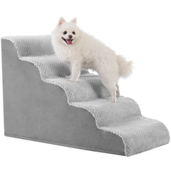 MIHIKK escalier chien courbe 5 niveaux, facilite l’accès au lit pour petits chiens et chats.