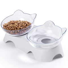 Milifun gamelles chat surlevees inclinees duo facilitant alimentation et hydratation.
