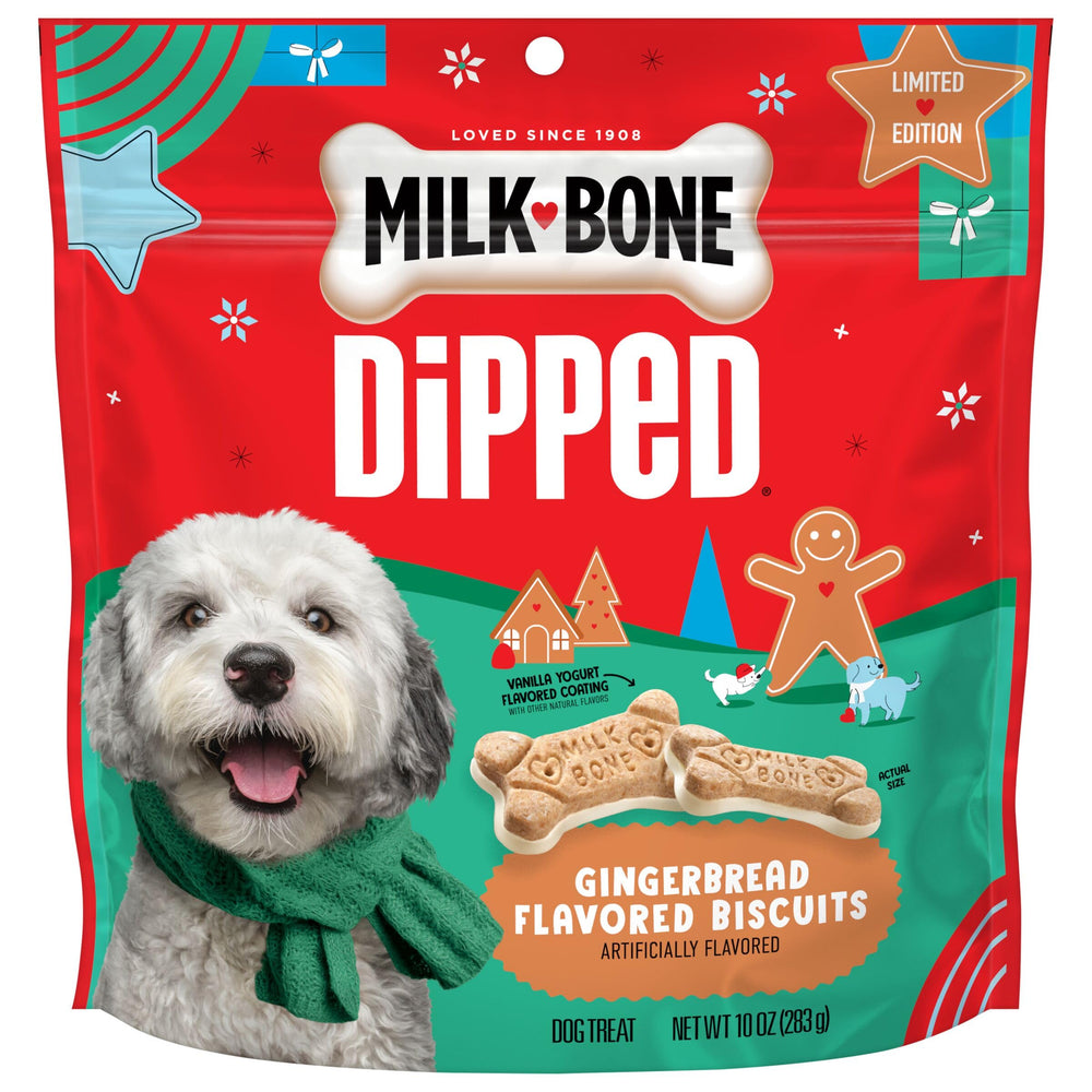 Milk-Bone Dipped pain d'épices avec enrobage vanille-yogourt pour récompenser votre chien.