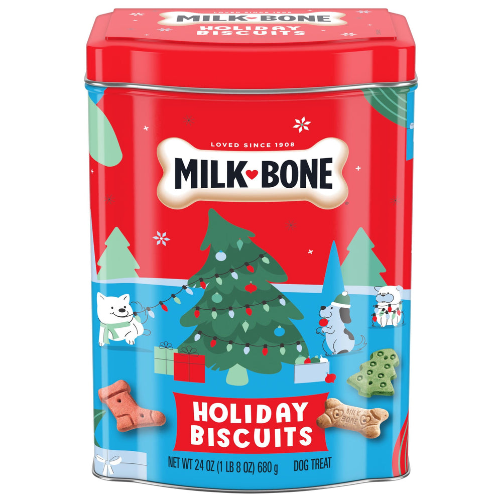 Milk-Bone biscuits fête pour petit chien dans boîte 24 oz, idéal cadeau.